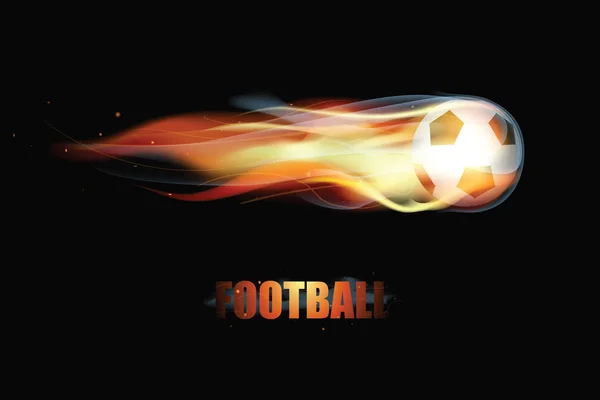 Football / ballon de football en feu avec fumée. Illustration vectorielle de lueur de couleur — Image vectorielle