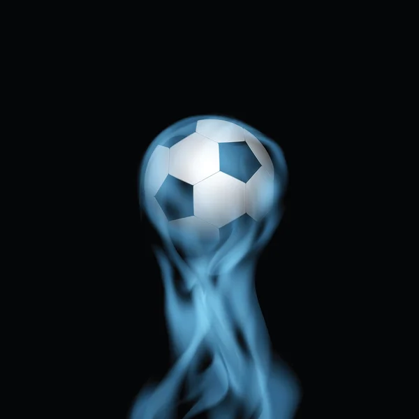 Ποδόσφαιρο / ποδόσφαιρο μπάλα στις μπλε καπνό. Εικονογράφηση διάνυσμα. — Διανυσματικό Αρχείο