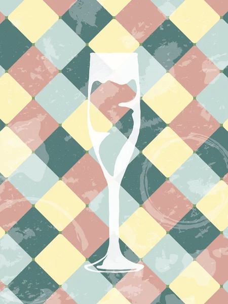 Grunge vintage bakgrund med champagneglas. Restaurang desig — Stock vektor