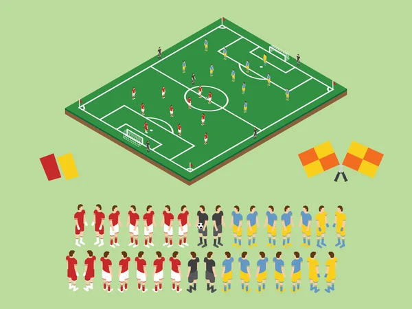 Mesa táctica de fútbol de estilo plano. Ilustración vectorial. Isométrico — Archivo Imágenes Vectoriales