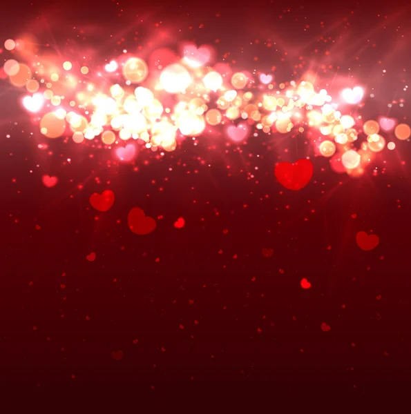 Fondo de corazones de San Valentín del resplandor — Vector de stock