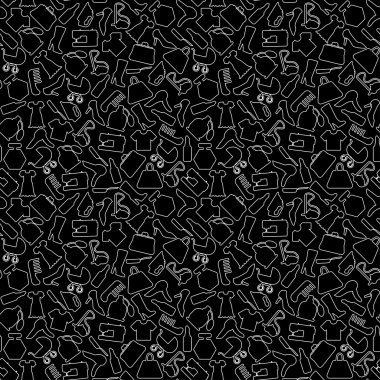 Kadın, seamless modeli öğeleri alışveriş için arka plan