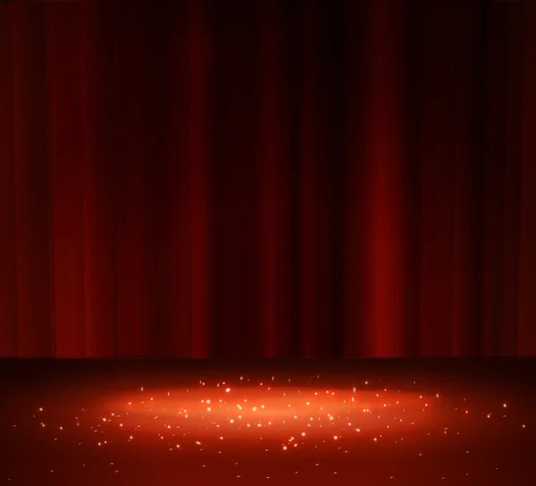 Red curtain with a spotlight — Stock Vector