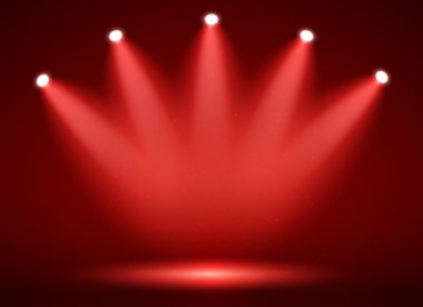 Tasarımınız için Sahne Alanı'nda bir projektör. Renkli ışık.