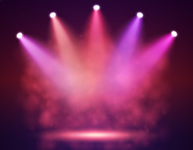 Tasarımınız için Sahne Alanı'nda bir projektör. Renkli ışık.