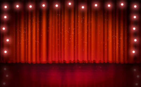 Spotlight on red stage curtain — Stock Vector