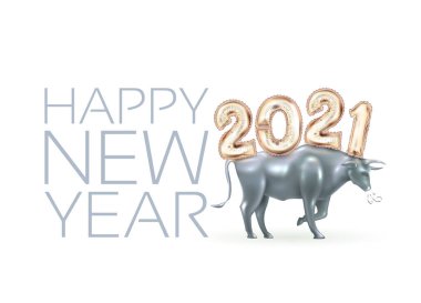 Çin usulü 2021 numara ve öküz. Mutlu yıllar ve geleneksel unsurlar.