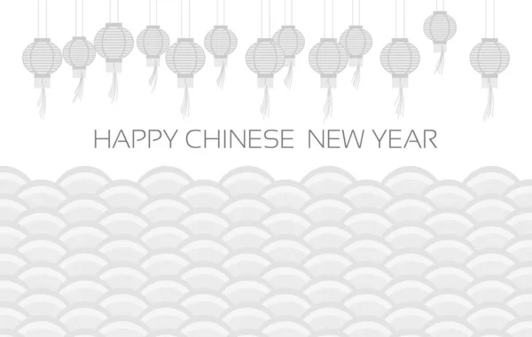 Chińskie lampiony na tradycyjnym tle Szczęśliwego Nowego Roku. — Wektor stockowy