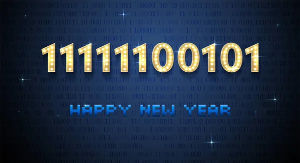 2021 in binaire code. Gelukkig nieuwjaar wenskaart — Stockvector