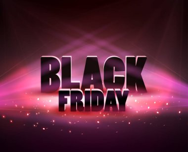 Kırmızı ışıklarla kara Cuma indirimi. Vektör illüstrasyonu