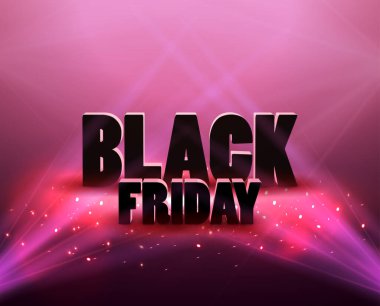 Kırmızı ışıklarla kara Cuma indirimi. Vektör illüstrasyonu