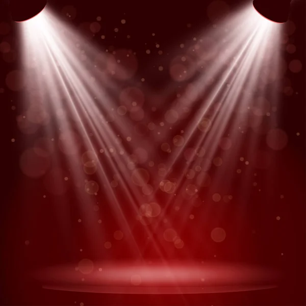 Leeg Podium Met Lichten Rode Achtergrond Vector Illustratie Eps — Stockvector