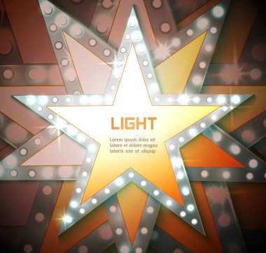 Yıldızların retro ışık pankartı. Vektör illüstrasyonu 10