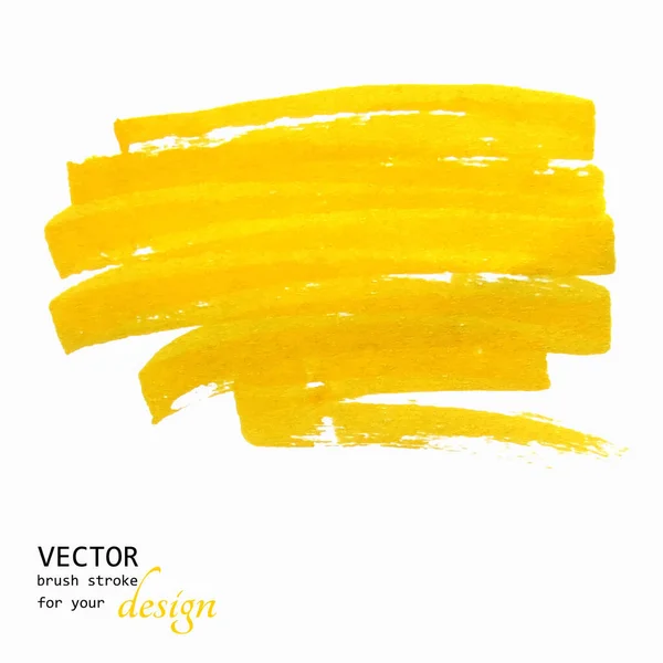 Brillante Amarillo Vector Cepillo Trazo Pintado Mano Fondo — Vector de stock