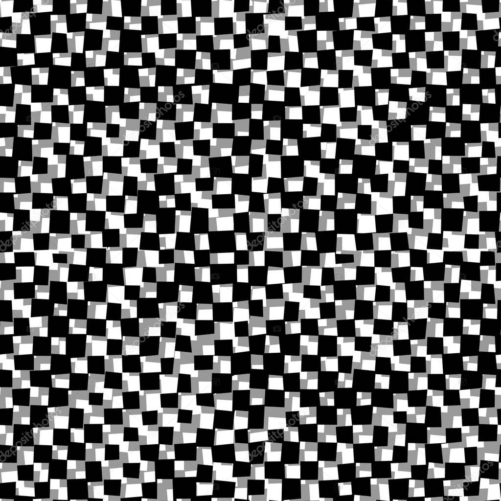 Black and white distort checkered abstract background, vector