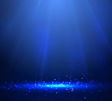 Sahnede duman ve ışıkla bir Spotlight. Vektör illüstrasyonu.