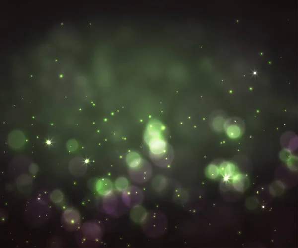 Groene Bokeh Achtergrond Magic Christmas Dark Banner Vector — Stockvector