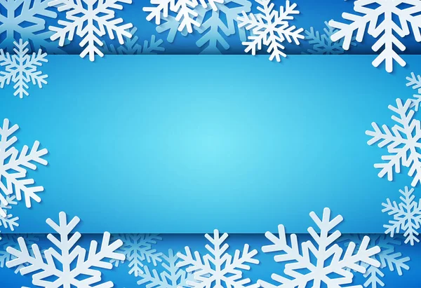 Blauwe Nieuwjaarsvlag Met Papieren Sneeuwvlokken Kerst Schoonheid Achtergrond Vector — Stockvector