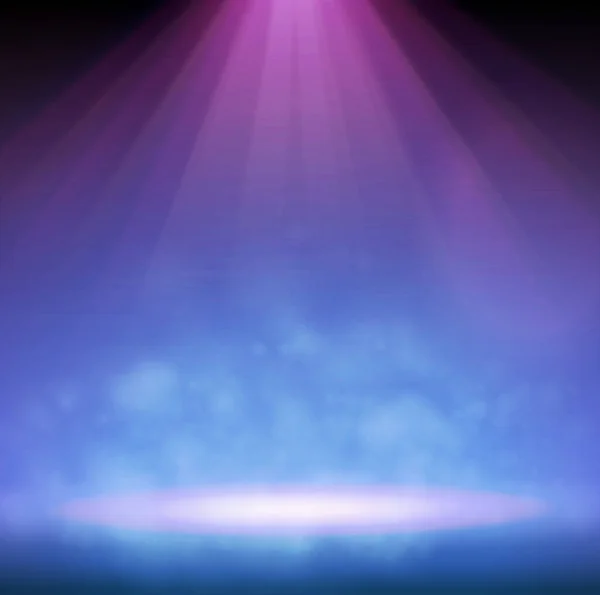 Eén Spotlight Het Podium Met Rook Licht Vectorillustratie — Stockvector
