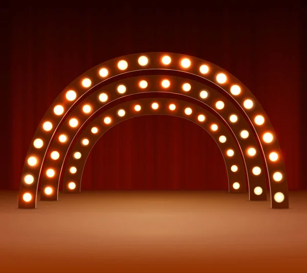 丸電球のステージ 装飾用のシネマランプ ベクトル — ストックベクタ