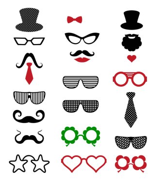 Hippi retro vintage ikon seti. Vektör arkaplanı