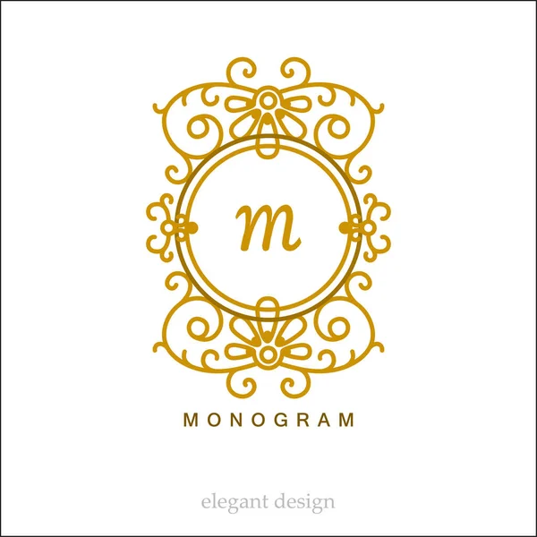 Stylish Elegant Monogram Mono Line Art Design Logo Vector — Stock Vector