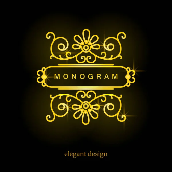 Stílusos Elegáns Monogram Mono Line Art Design Logó Vektor — Stock Vector