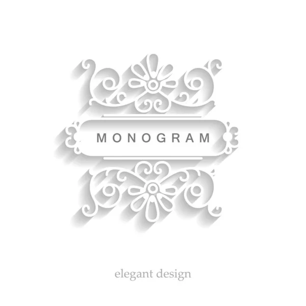Snygg Elegant Monogram Mono Linje Konst Design Logotyp Med Skugga — Stock vektor