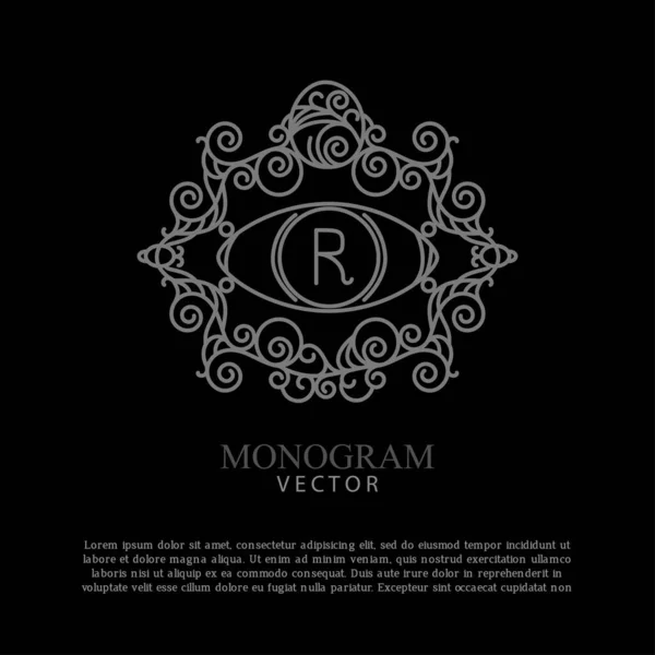 Monograma Elegante Elegante Logotipo Design Arte Linha Mono Vetor — Vetor de Stock