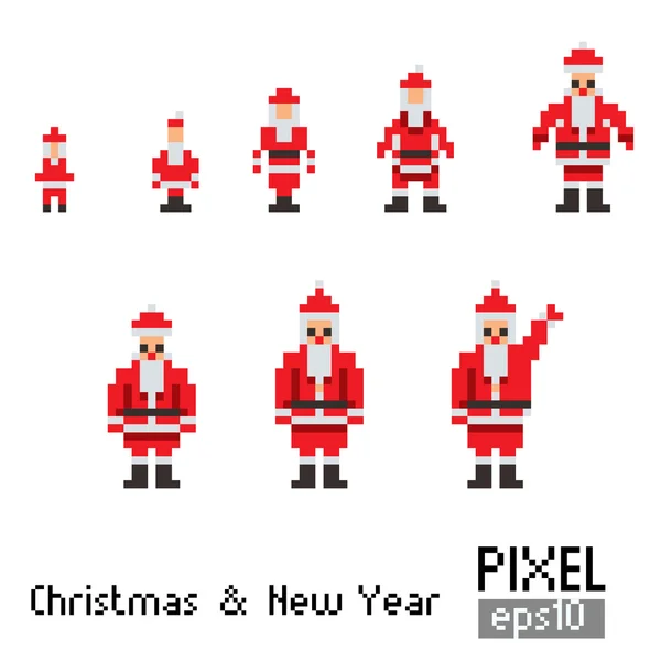Pixel Santa mit blaues Pferd — Stockvektor