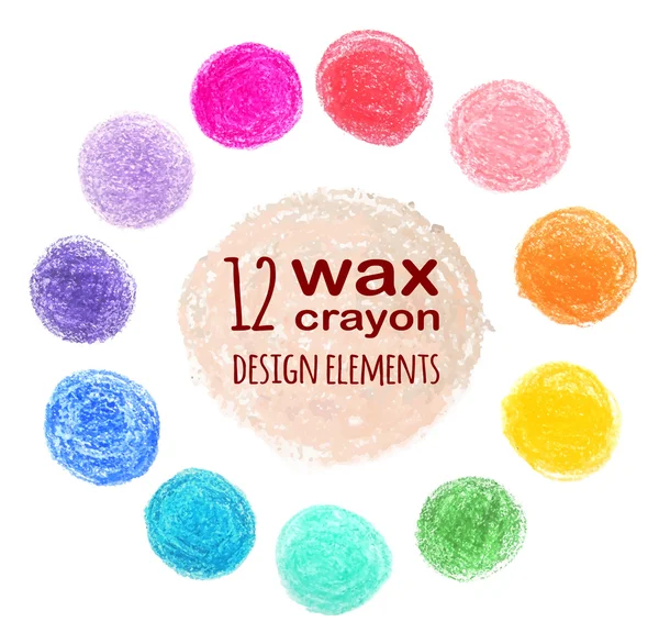 Set gekleurde vlekken wax crayon — Stockvector