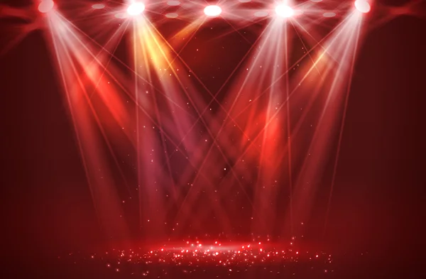 Spotlights on stage with smoke  light. — Stock Vector