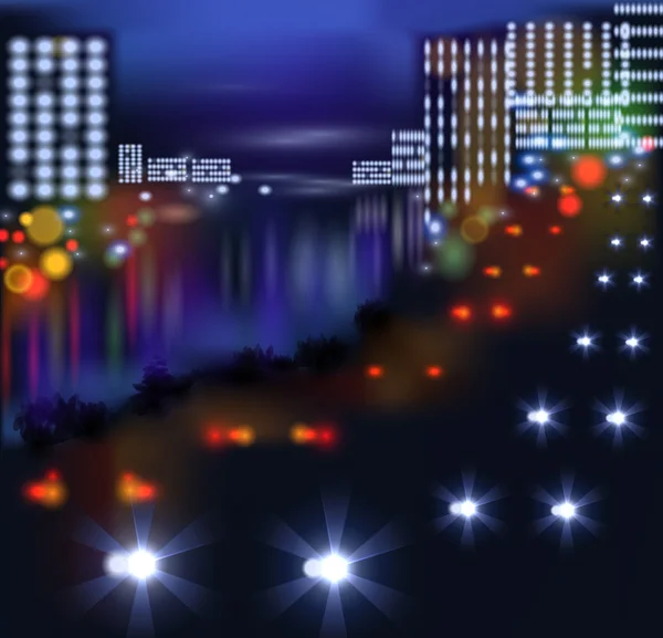 Blurred lights in city night. Vector illustration — Stock Vector