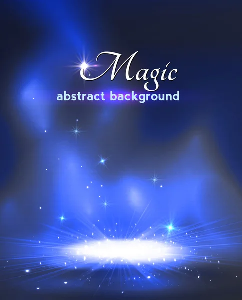 Magic stage background with smoke and stars. — Stock Vector