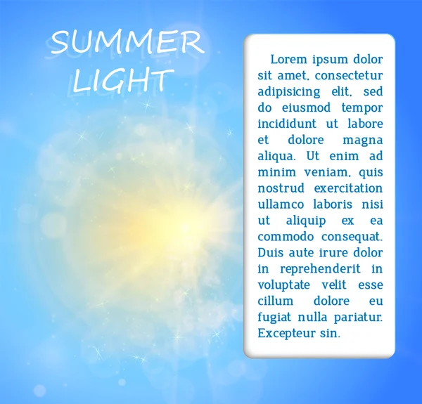 Ο ήλιος λάμπει φωτεινός, το καλοκαίρι. — Διανυσματικό Αρχείο