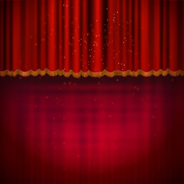 Красный пол с Красной сцене занавес — стоковый вектор