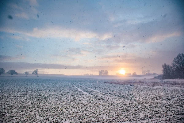 Beau Paysage Hiver Calme Dans Zone Rurale Lettonie Nord Europe — Photo