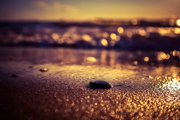 Vakkert Strandlandskap Med Små Småstein Sanden Østersjøkysten Ved Sommersolnedgang Strand – stockfoto