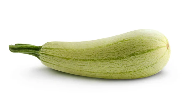 One Large Whole Zucchini Short Green Stem Isolated White Background — Stock Photo, Image