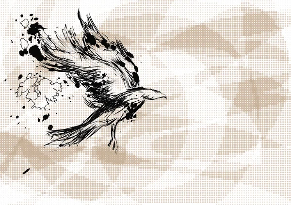 Corbeau sur fond abstrait — Image vectorielle