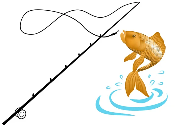 Pêche avec canne à pêche . — Image vectorielle