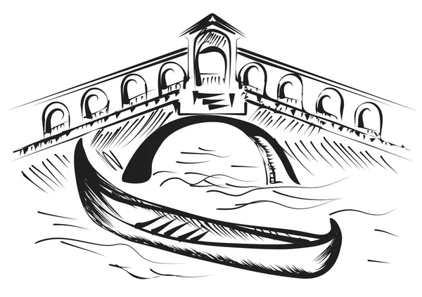 Venice gondola and bridge — Stock Vector