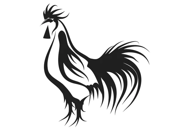 Rooster silhouette on white — Stock Vector