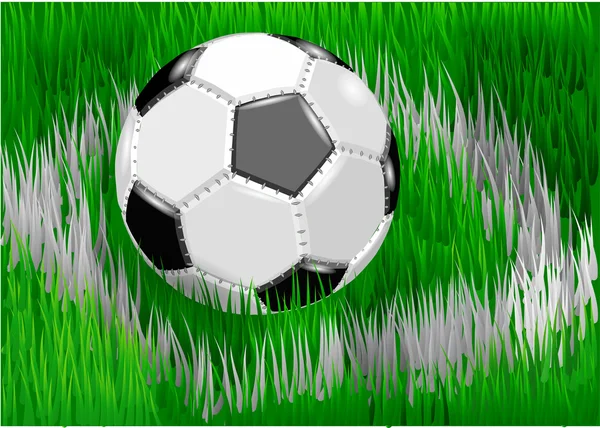 Voetbal op voetbalveld — Stockvector