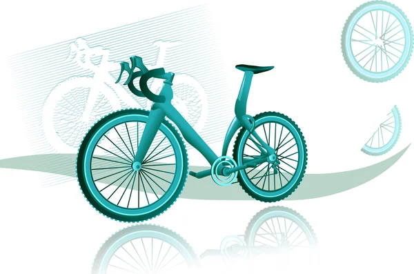 Mujer bicicleta verde — Vector de stock