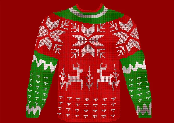 Maglione rosso di Natale — Vettoriale Stock