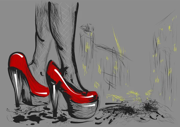 Prostituée, jambes de fille — Image vectorielle