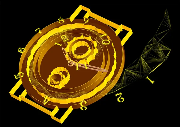 Reloj abstracto en negro — Vector de stock