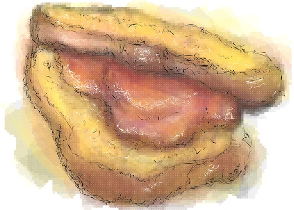 Panino al bacon su bianco — Vettoriale Stock