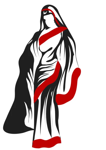 Silhouette femme sari — Image vectorielle